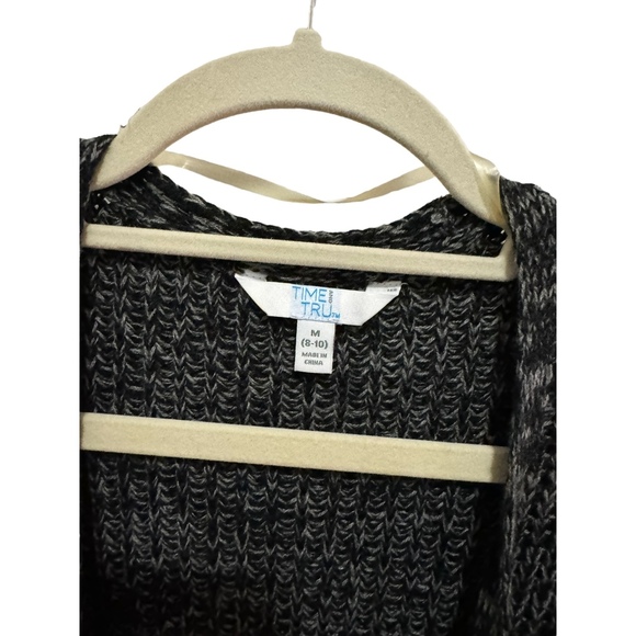 Time & Tru - Open front Cardigan - Grey / Black knit- Size M - Picture 3 of 3